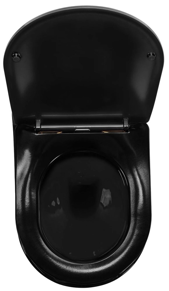 Felfüggesztett WC-csésze Rea CARLO Mini Rimless Duroplast Flat Black Gold Edge
