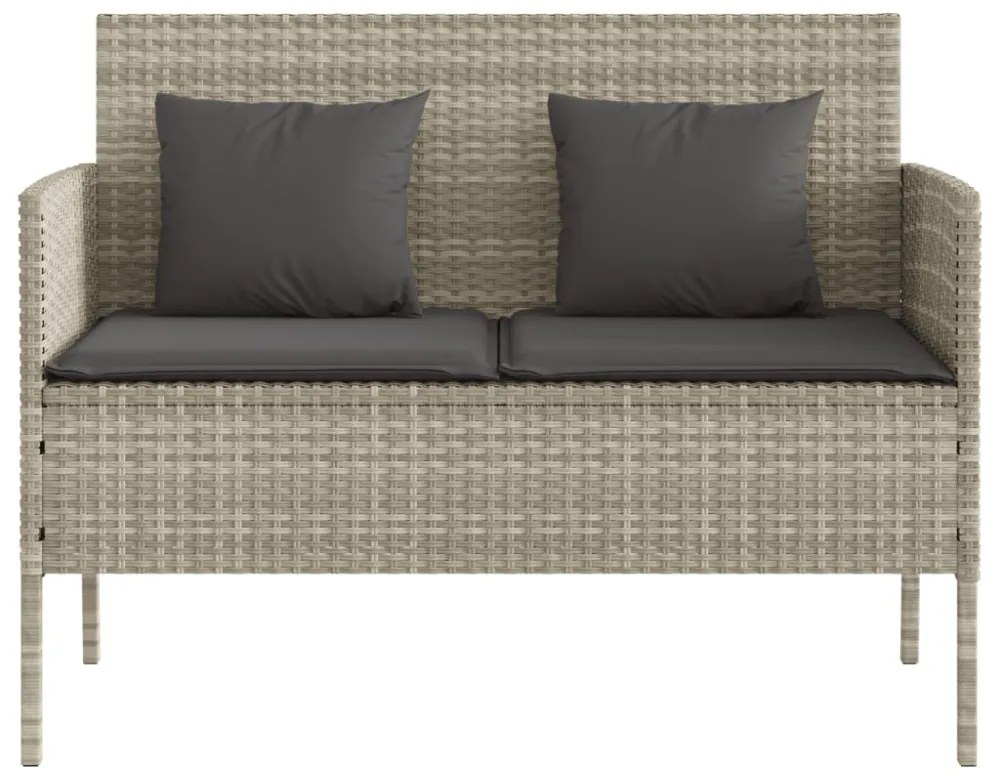 világosszürke polyrattan kerti pad párnákkal