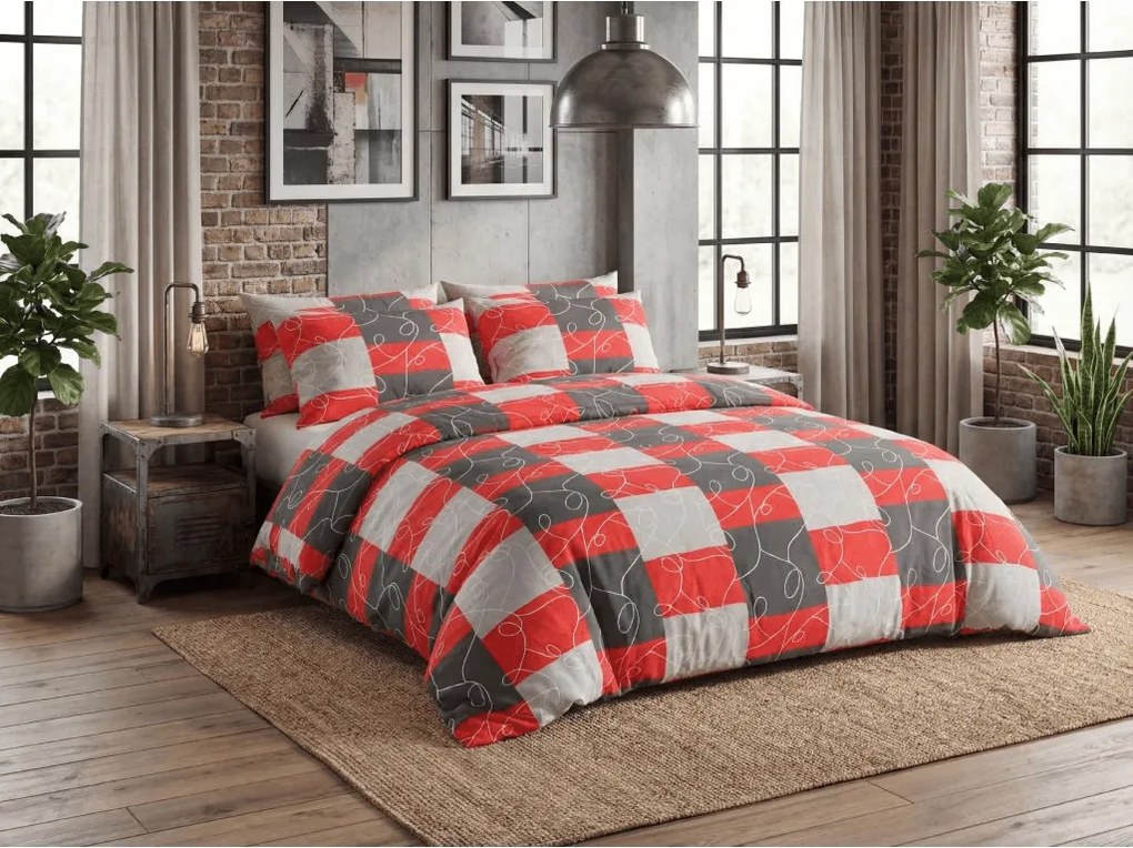 Pamut ágyneműhuzat SQUARES BLEND piros Ágyneműhuzat mérete: 70 x 90 cm | 140 x 200 cm