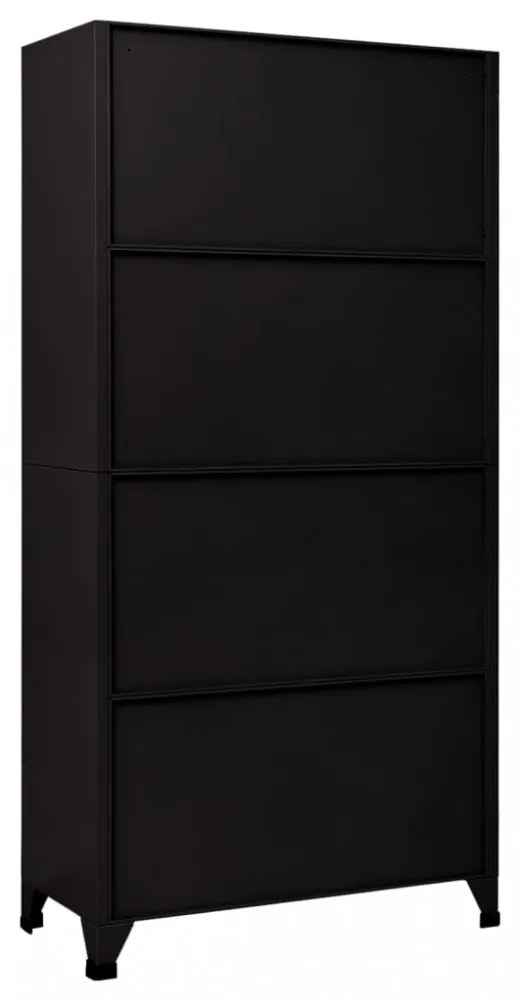 fekete acél zárható szekrény 90 x 45 x 180 cm