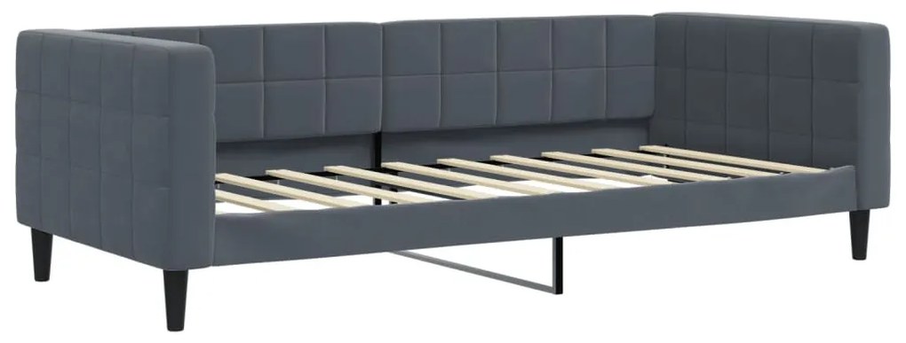 sötétszürke kihúzható bársony heverő 90 x 190 cm