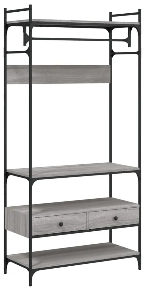 szürke sonoma szerelt fa ruhásszekrény fiókokkal 89x39x184,5 cm