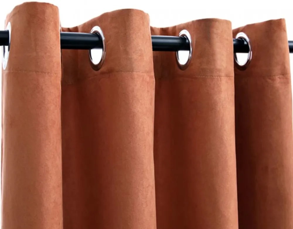 vidaXL 2 db rozsdavörös sötétítőfüggöny fémgyűrűkkel 140 x 225 cm
