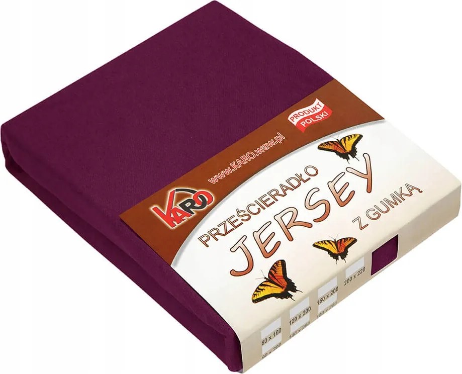 Gumis jersey lepedő 80x160 szilva Karo