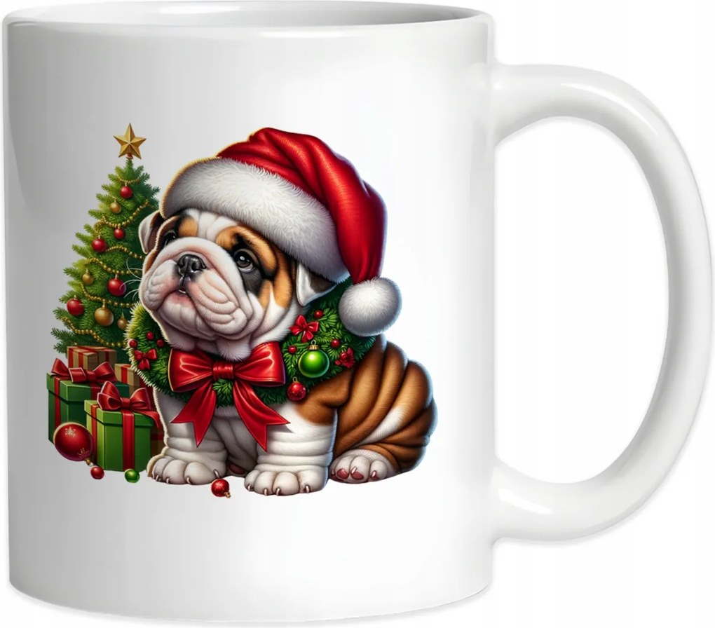 Karácsonyi bögre Kutyával Bulldog Kutya Karácsony 330ml