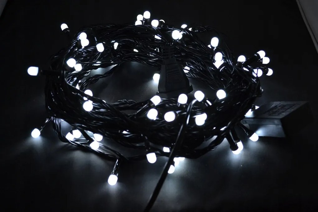 Karácsonyfa Fényfüzér 100 Led Fehér Hideg Tejfehér 10M