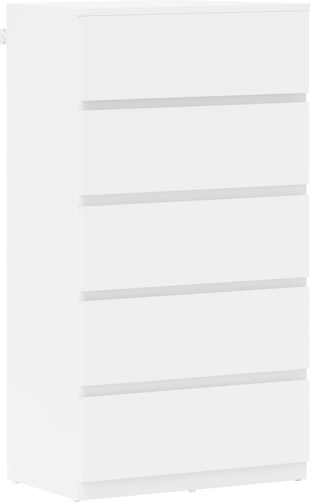 HOMCOM 5 Fiókos Komód, Modern Fiókos Szekrény, Nappali, Hálószoba, Előszoba, Fehér, 55 x 34 x 100 cm | Aosom