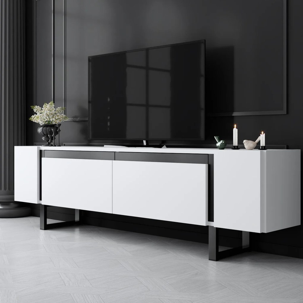TV szekrény Yildiz - White, Black