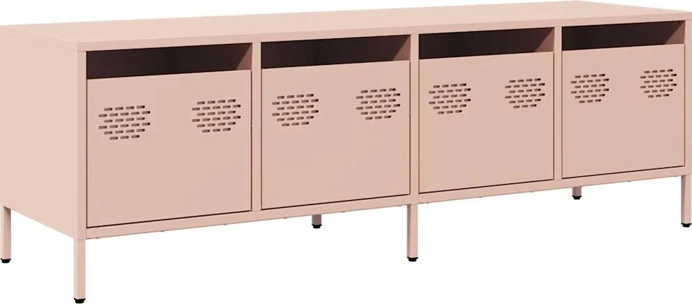 vidaXL rózsaszín hidegen hengerelt acél TV-szekrény 135x39x43,5 cm
