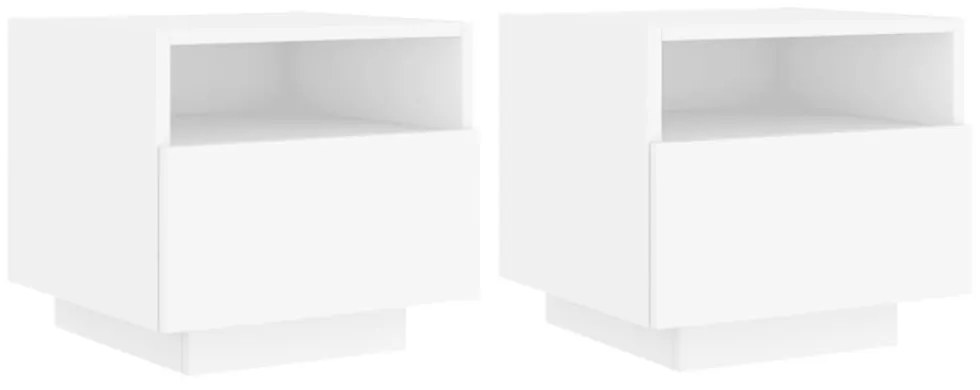 2 db fehér éjjeliszekrény LED-világítással 40 x 39 x 37 cm