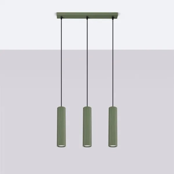 Sollux SL.1613 - Csillár zsinóron KARBON 3xGU10/10W/230V zöld