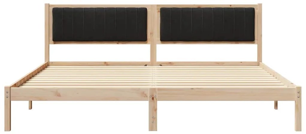 Ágykeret fejtámlával Fekete 200 x 200 cm Tömör fenyőfa