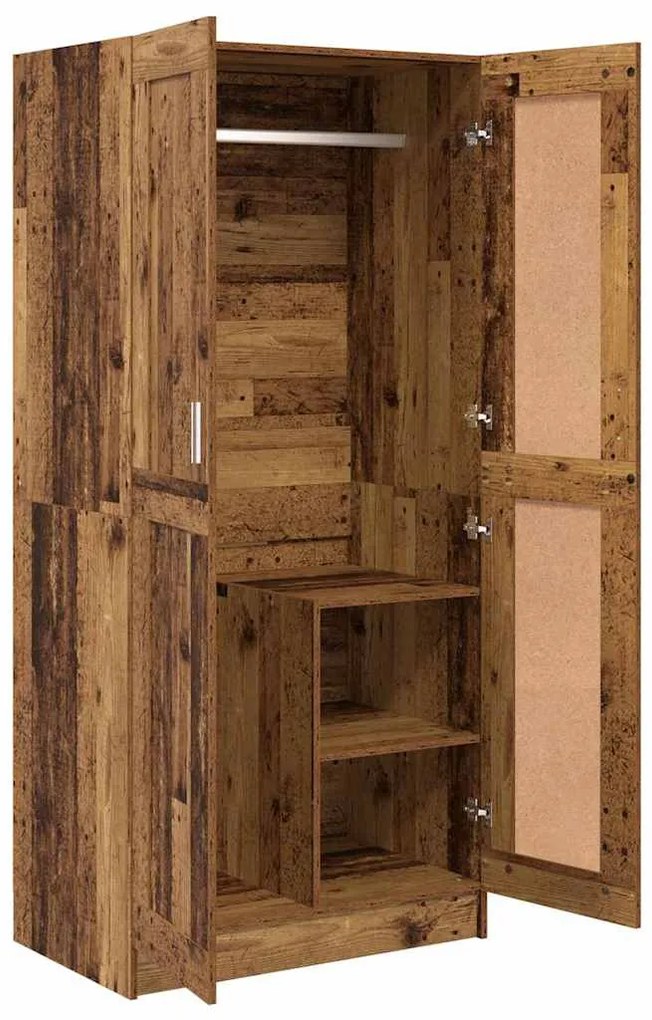 Ruhásszekrény polcokkal Öreg fa 82.5 x 51.5 x 180 cm Faanyag