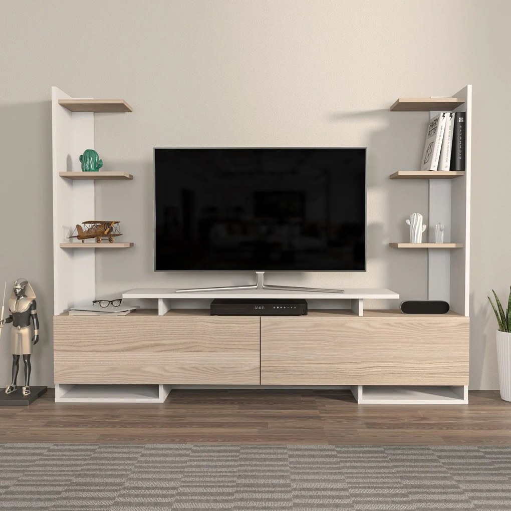 TV szekrény Ava - White, Oak