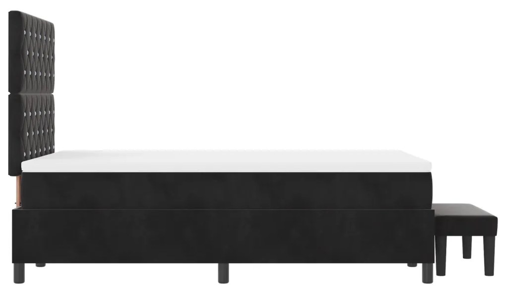 Box Spring Ágy Matraccal & Paddal Fekete 120x190 cm Bársony