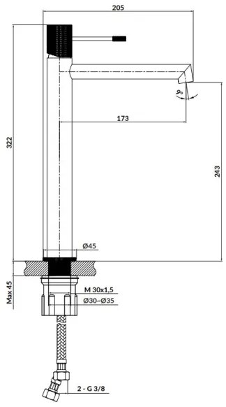 Cersanit S951-592 - Mosdócsap ZEN 32,2 cm fényezett króm