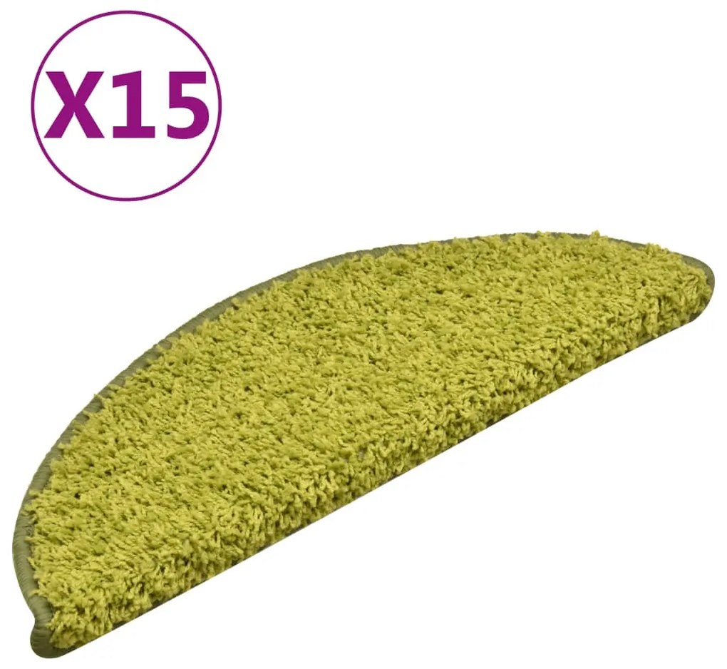 15 db zöld lépcsőszőnyeg 56 x 17 x 3 cm