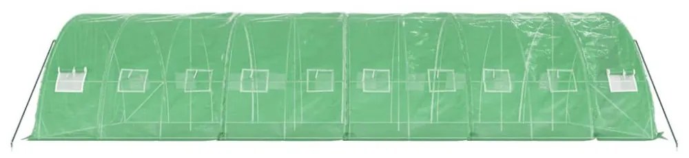 zöld acélvázas melegház 50 m² 10 x 5 x 2,3 m