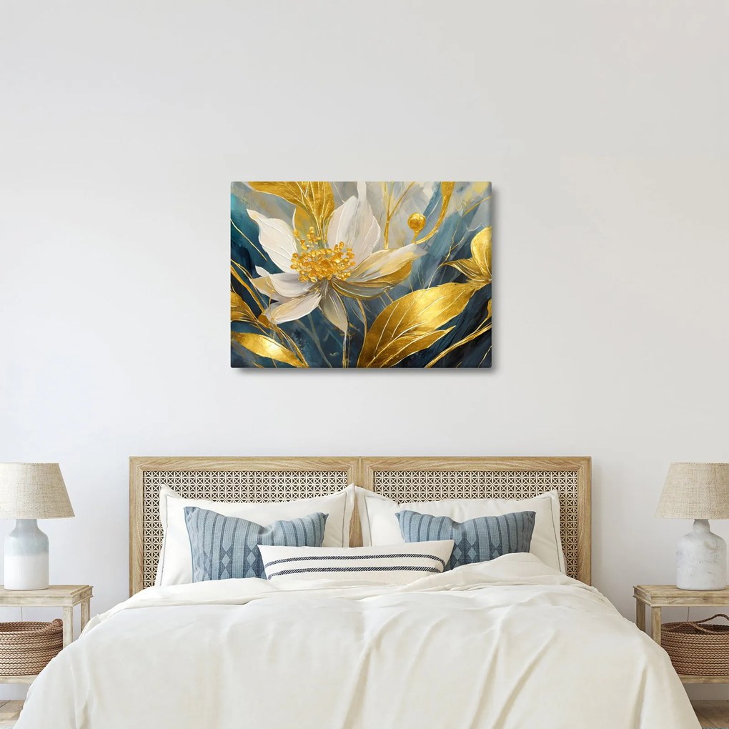 Kép - Festmény arany virágok (70x50 cm)