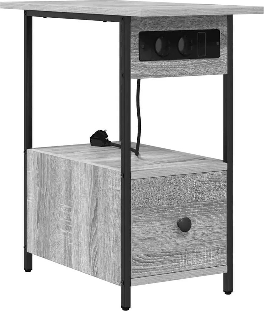 vidaXL Éjjeliszekrény fiókkal Szürke Sonoma 60 x 30 x 61 cm Faanyag