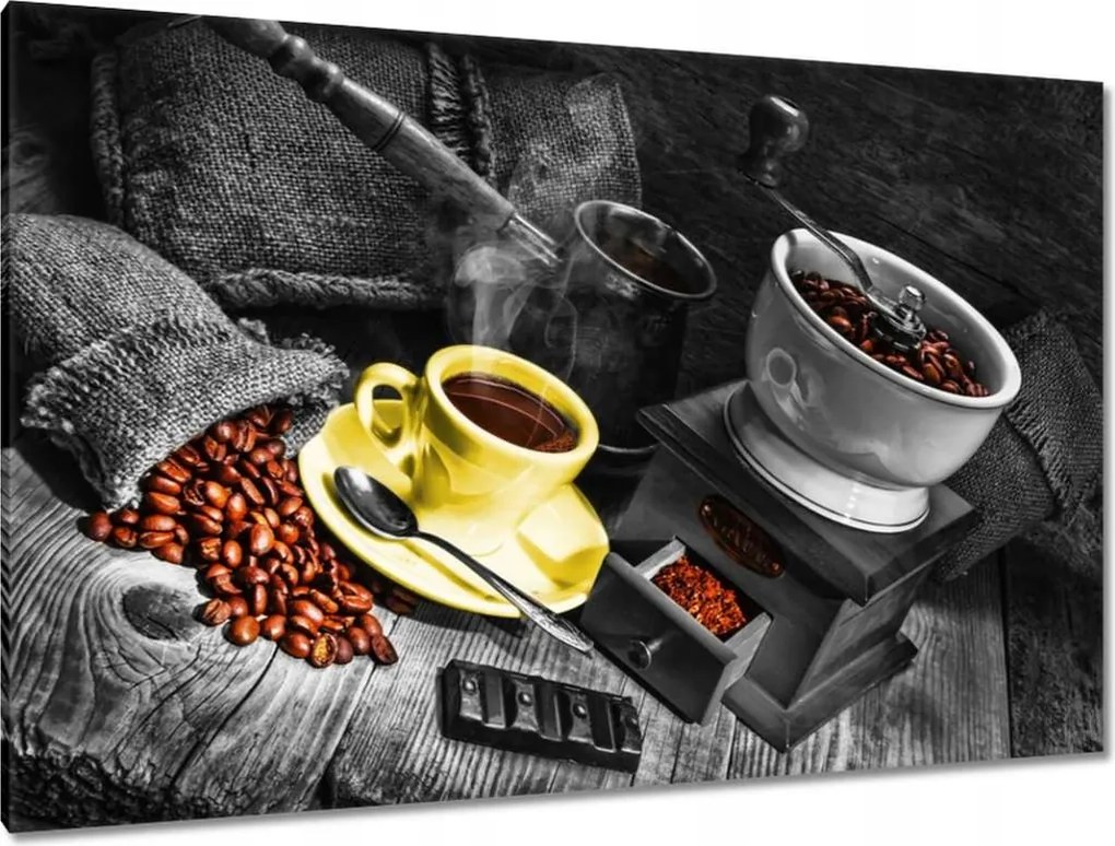 Vászonkép 120x80 Sárga csésze Kávé