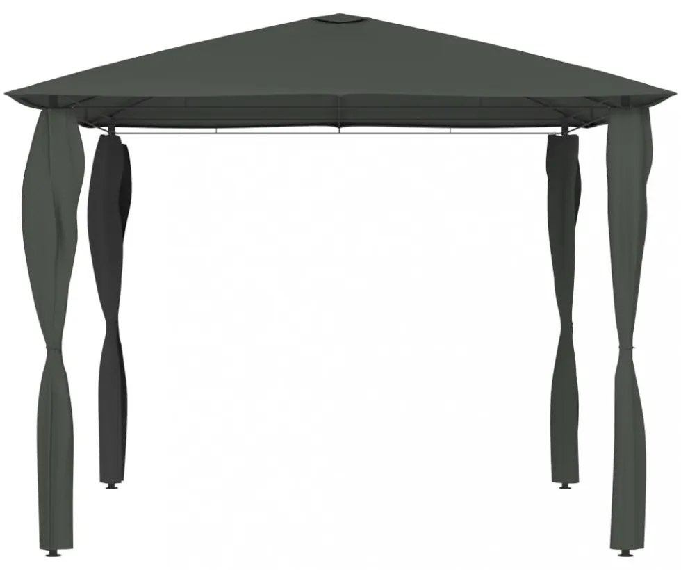 antracitszürke pavilon oszlop takarókkal 3 x 3 x 2,6 m 160 g/m²