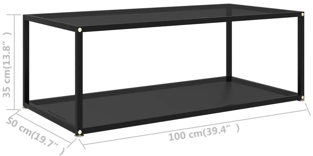 322898 Coffee Table Black 100x50x35 cm Tempered Glass