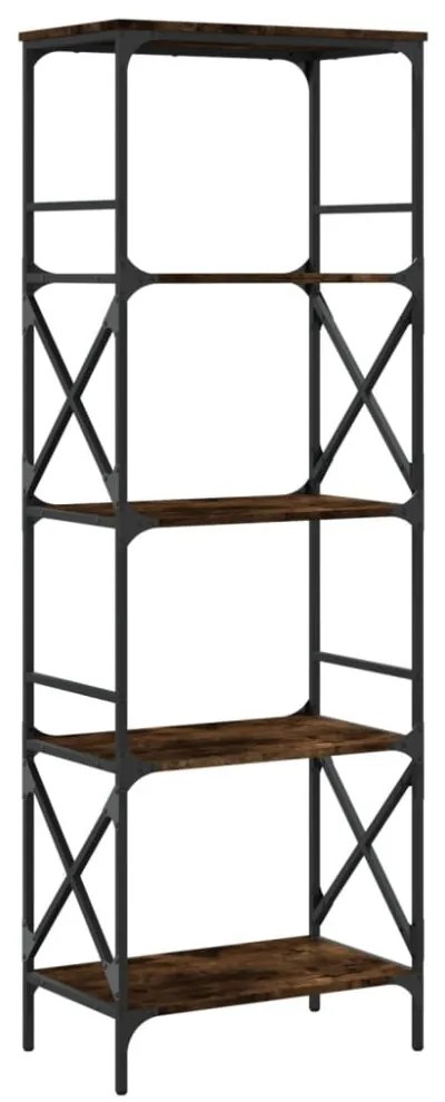 5 szintes füstös tölgy szerelt fa könyvespolc 59 x 35 x 132 cm