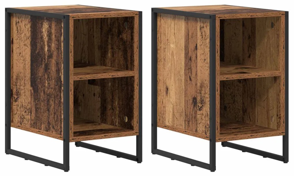 vidaXL Éjjeli asztal 2 pcs Öreg fa 39.5 x 30 x 50 cm Faanyag