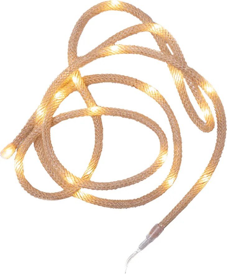 Dekortrend LED kötél fényfüzér, 20 led, meleg fehér, elemes