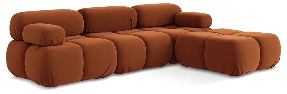 Narancssárga bársony moduláris sarokkanapé Lokua – Makamii