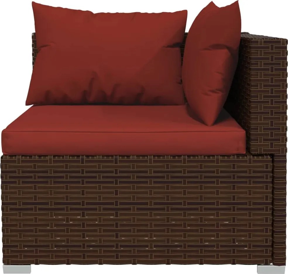 7 részes barna polyrattan kerti ülőgarnitúra párnákkal