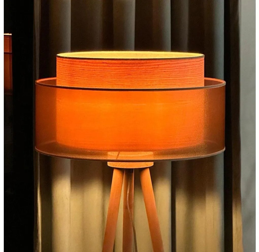 Duolla - Állólámpa WOOD BOHO 1xE27/15W/230V átm. 45 cm réz/barna/bézs