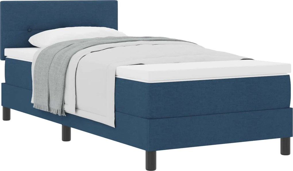vidaXL Boxrugós ágy matracmal fejtámlával Kék 80 x 200 cm szövet