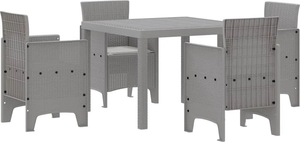 vidaXL Kert étkező szett 5 pcs Világosszürke Polipropilén