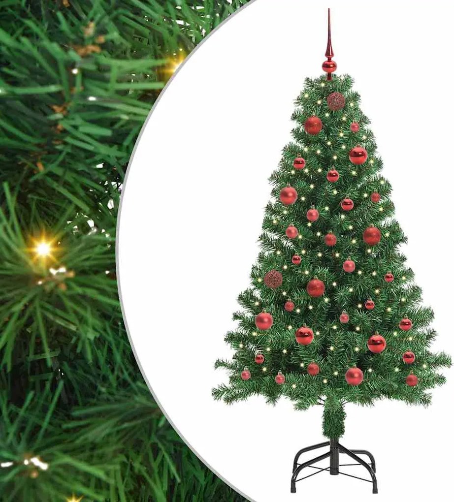 vidaXL Mű karácsonyfa 150 LED-del Zöld 150 cm PVC és Acél és Műanyag