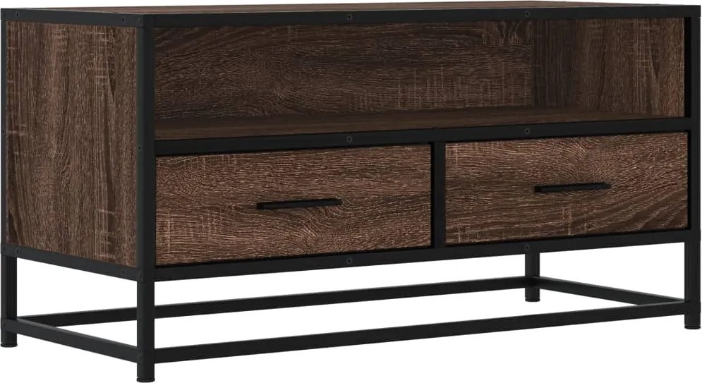 vidaXL barna tölgy színű szerelt fa és fém TV-szekrény 80x34,5x40 cm