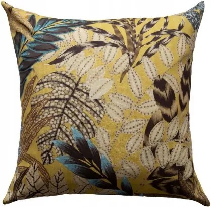 párnahuzat mustársárga levelekkel, 45x45 cm