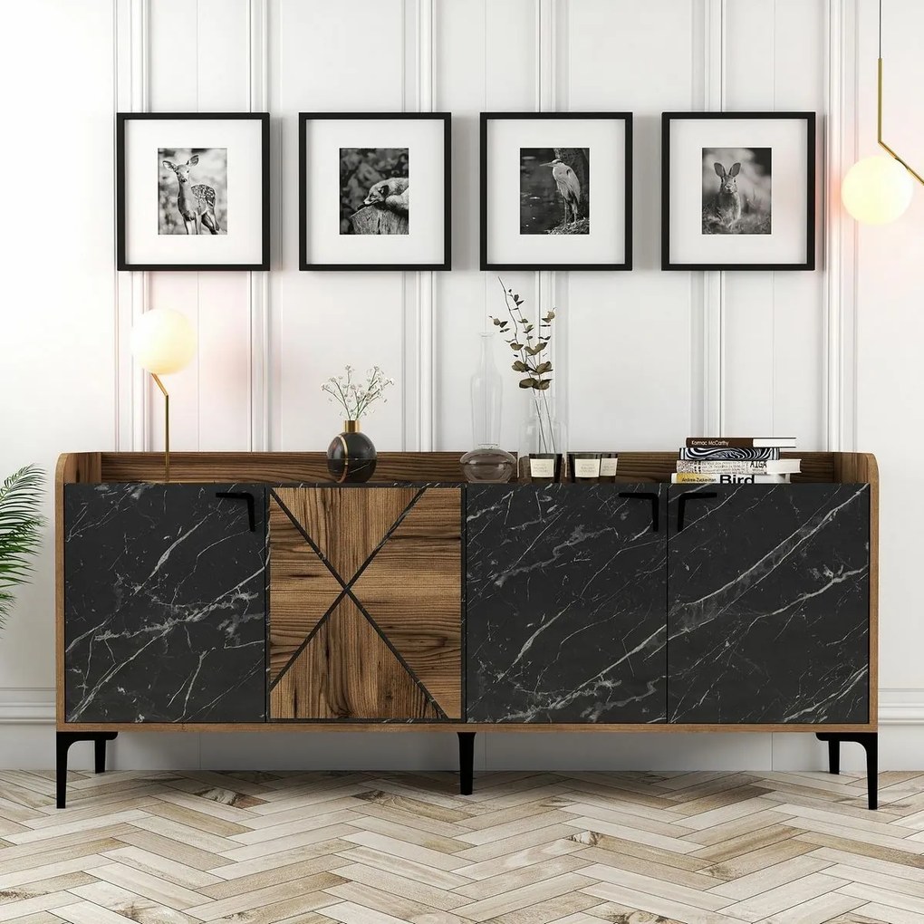 Venedik szekrény Walnut and Black Marble