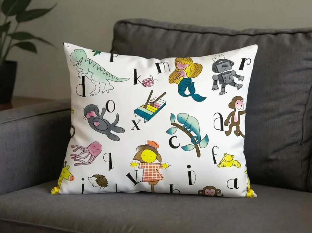 2 db díszpárnahuzat szett KIDS ALPHABET 40x60 cm, fehér