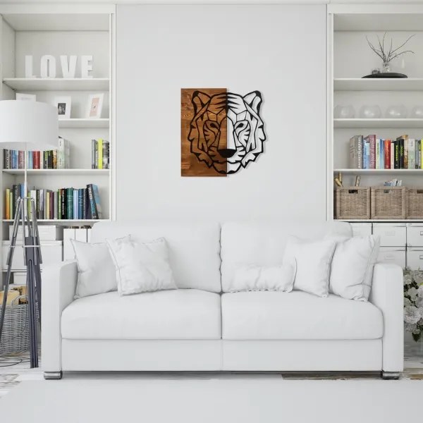 Fali dekoráció 56x58 cm tigris fa/fém