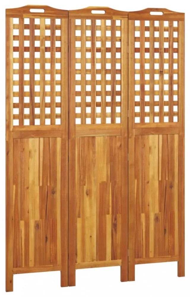 3 paneles tömör akácfa térelválasztó 121,5x2x180 cm