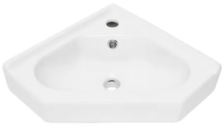 Sarokmosdó SAT B-Way 55x38,5 cm fehér fényes felülettel akkumulátor lyuk középen SATBW5538