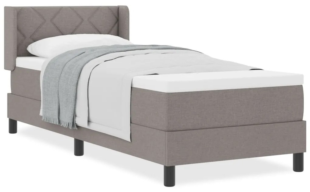 Boxspring ágy matraccal taupe színben, 80x200 cm szövet
