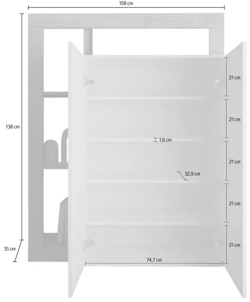 LENOR szekrény, fehér/betonhatású szürke
