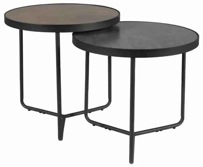 Kisasztalok PENELOPE készlet 2 db Ø 50 cm, barna/fekete