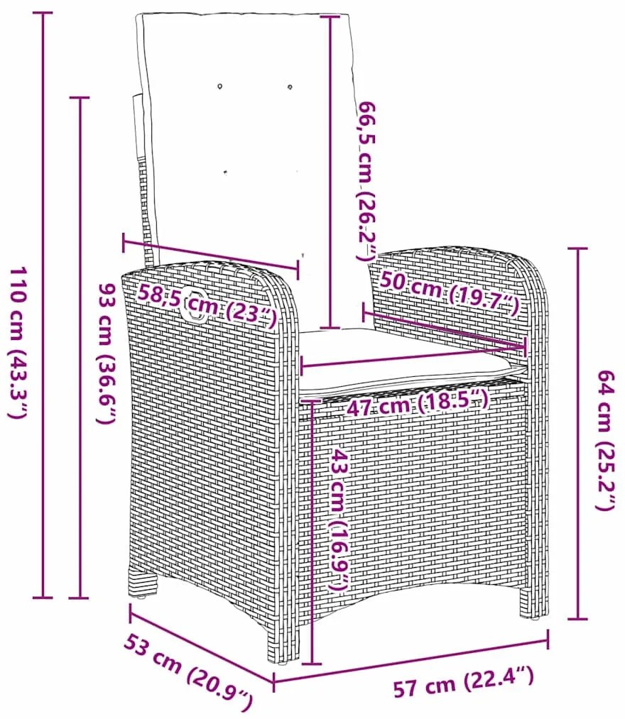 Kert étkező szett 5 pcs Bézs polirattan