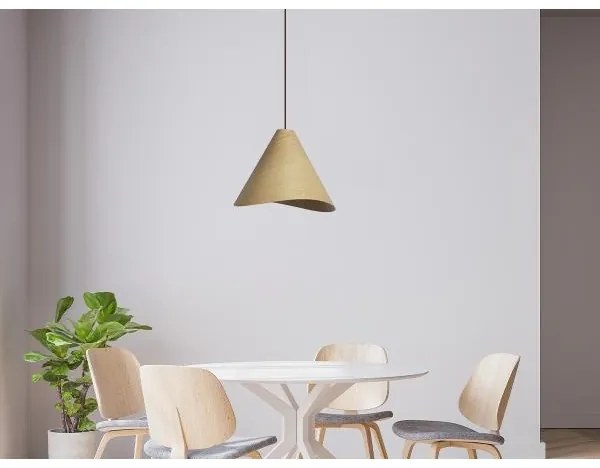 Tömörfa csillár zsinóron, 1xE27/60W/230V, Ø 33 cm, tömör tölgy/kaucsukfa