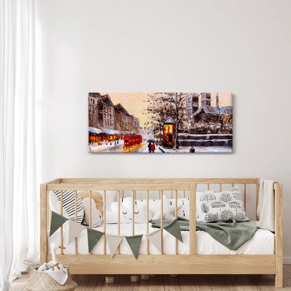 Kép - Egy téli város festménye (120x50 cm)