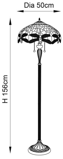 Endon 64069 - Tiffany állólámpa DRAGONFLY 2xE27/60W/230V, Ø 50 cm